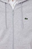Кофта Lacoste чоловіча колір сірий з капюшоном однотонна