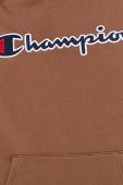 Бавовняна кофта Champion чоловіча колір коричневий з капюшоном з аплікацією