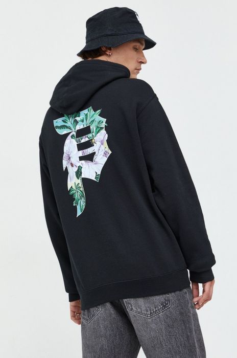 Кофта Primitive чоловіча колір чорний з капюшоном з принтом
