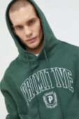 Бавовняна кофта Primitive чоловіча колір зелений з капюшоном з аплікацією