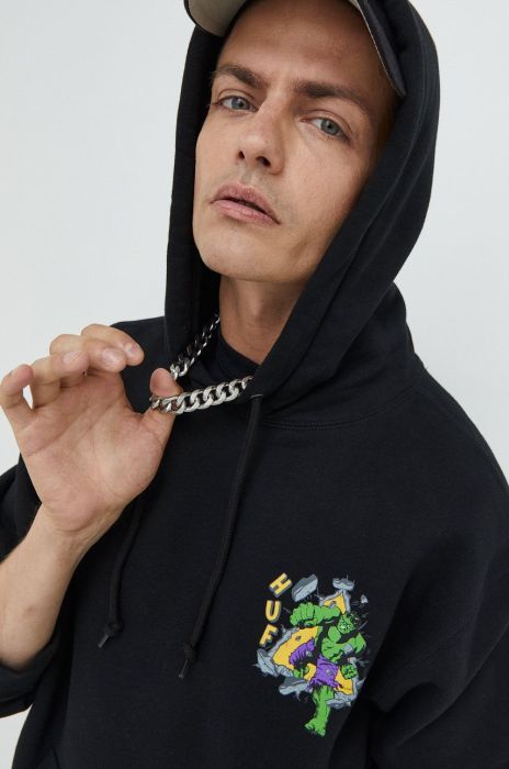 Кофта HUF X Marvel Hulk чоловіча колір чорний однотонна