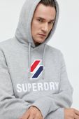 Кофта Superdry чоловіча колір сірий з капюшоном меланж (2778774)