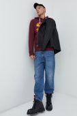 Кофта Superdry чоловіча колір бордовий з капюшоном з принтом
