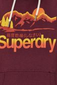 Кофта Superdry чоловіча колір бордовий з капюшоном з принтом