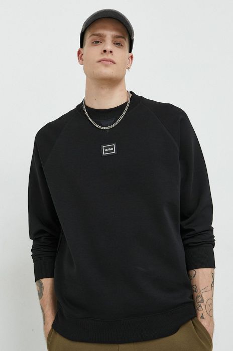 Кофта HUGO чоловіча колір чорний з аплікацією (2833550)