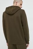 Бавовняна кофта HUGO чоловіча колір зелений з капюшоном з аплікацією