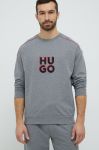 Бавовняна кофта лаунж HUGO чоловіча колір сірий з аплікацією