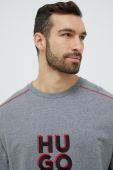 Бавовняна кофта лаунж HUGO чоловіча колір сірий з аплікацією