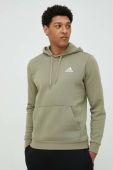 Кофта adidas чоловіча колір зелений з капюшоном однотонна (2883590)