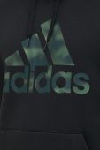 Кофта adidas чоловіча колір чорний з капюшоном з принтом (2840084)