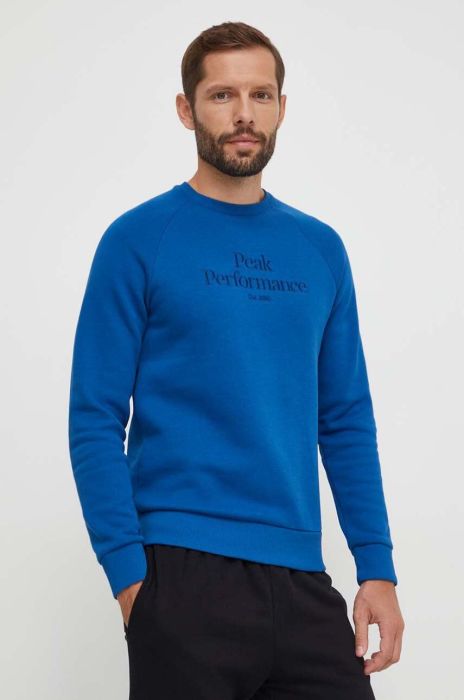 Кофта Peak Performance чоловіча колір синій з капюшоном однотонна (3581695)