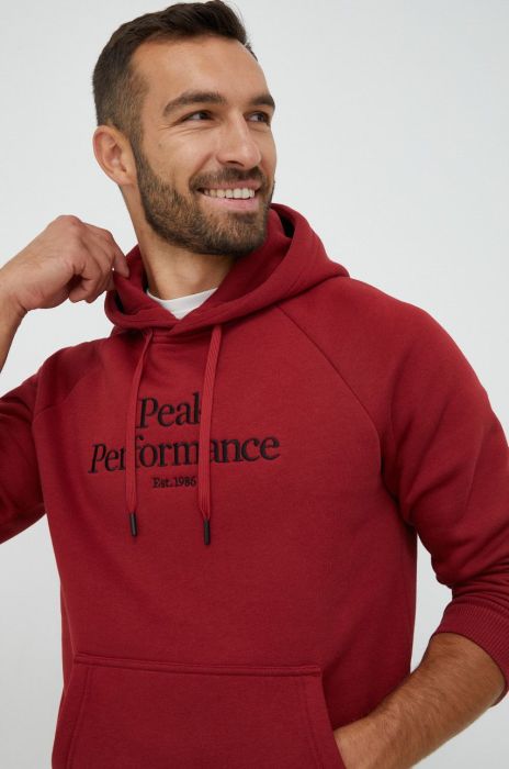 Кофта Peak Performance чоловіча колір бордовий однотонна