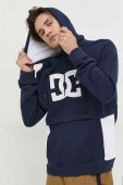 Бавовняна кофта DC чоловіча колір синій з капюшоном візерунок