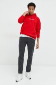 Кофта Tommy Jeans чоловіча колір червоний з капюшоном з аплікацією