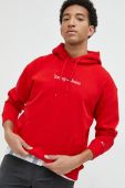 Кофта Tommy Jeans чоловіча колір червоний з капюшоном з аплікацією