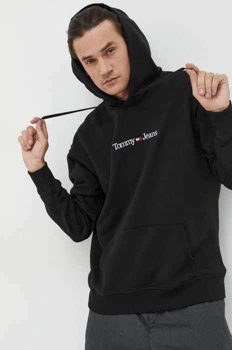 Кофта Tommy Jeans чоловіча колір чорний з капюшоном з аплікацією (2844710)