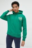 Бавовняна кофта Tommy Jeans чоловіча колір зелений з капюшоном з принтом (2844743)