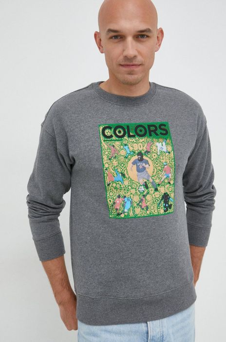 Кофта United Colors of Benetton X Colors чоловіча колір сірий з принтом