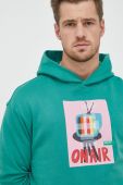 Кофта United Colors of Benetton чоловіча колір зелений з капюшоном з принтом