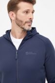 Спортивна кофта Jack Wolfskin Baiselberg колір синій з капюшоном однотонна