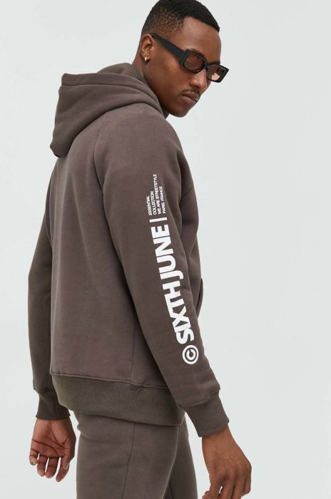 Кофта Sixth June чоловіча колір чорний з капюшоном з принтом (2801167)