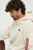 Кофта Alpha Industries Teddy Hoody чоловіча колір бежевий з капюшоном з аплікацією 118330.16-cream
