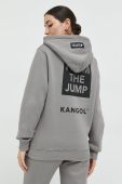 Кофта Kangol unisex колір сірий з капюшоном з принтом
