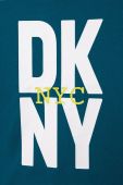 Дитячий бавовняний лонгслів Dkny колір бірюзовий з принтом