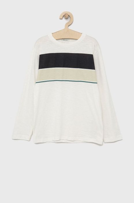 Дитячий бавовняний лонгслів Tom Tailor колір білий однотонний