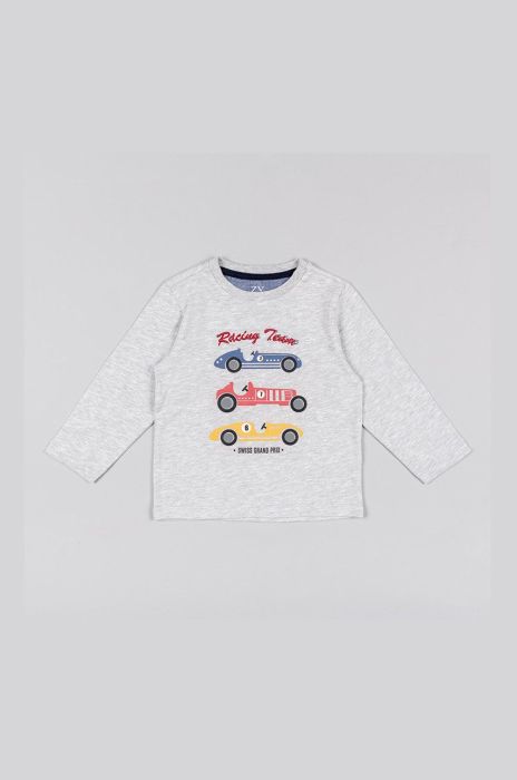 Дитячий лонгслів zippy колір сірий з аплікацією