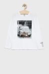 Дитячий бавовняний лонгслів Birba&Trybeyond колір білий з аплікацією