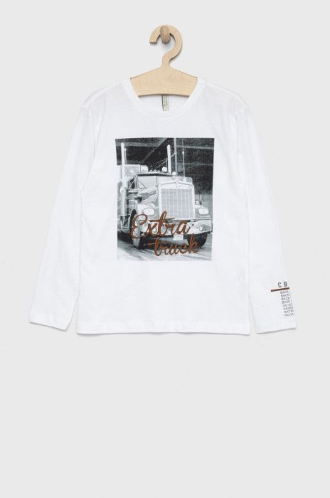 Дитячий бавовняний лонгслів Birba&Trybeyond колір білий з аплікацією