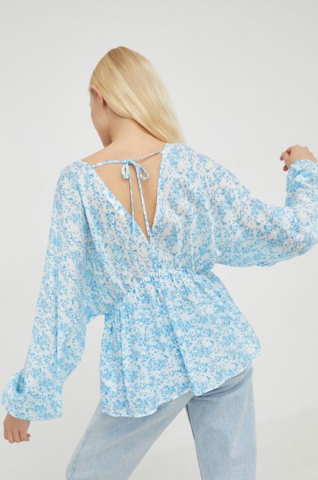 Блузка Samsoe Samsoe колір блакитний