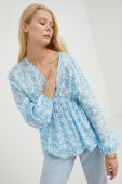 Блузка Samsoe Samsoe колір блакитний