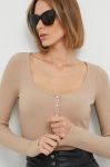 Лонгслів Guess жіночий колір бежевий (2467232)
