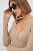 Лонгслів Guess жіночий колір бежевий (2467232)