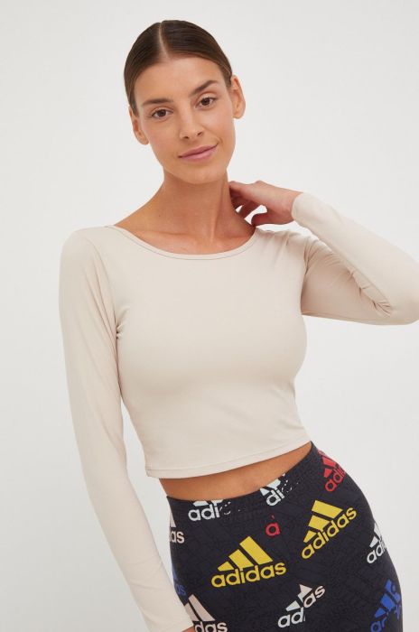 Лонгслів для йоги 4F колір бежевий