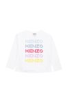 Дитячий бавовняний лонгслів Kenzo Kids колір білий