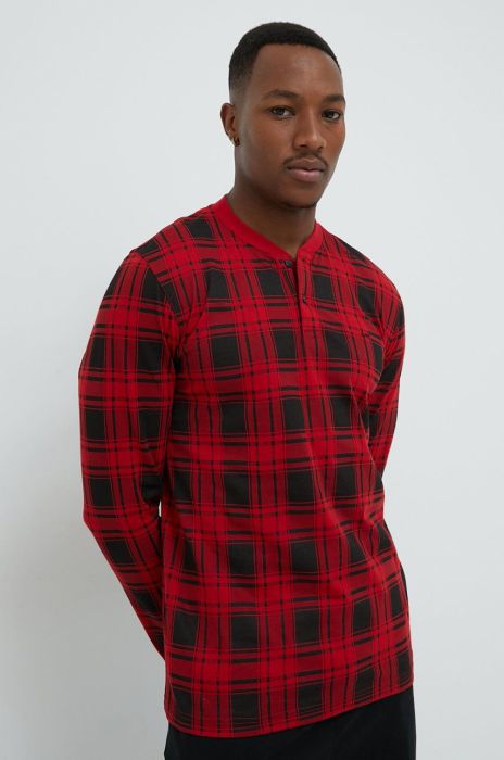 Піжамний бавовняний лонгслів Michael Kors колір червоний візерунок