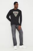Лонгслів Guess чоловічий колір чорний з принтом (2626531)