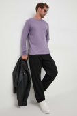 Бавовняний лонгслів BOSS BOSS CASUAL колір фіолетовий з аплікацією