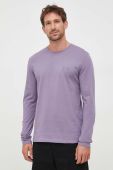 Бавовняний лонгслів BOSS BOSS CASUAL колір фіолетовий з аплікацією