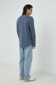Бавовняний лонгслів G-Star Raw однотонний колір блакитний