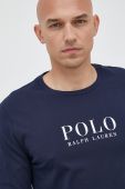 Бавовняний лонгслів Polo Ralph Lauren колір синій з принтом