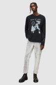 Бавовняний лонгслів AllSaints колір чорний з принтом