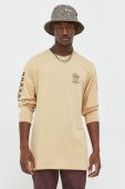 Бавовняний лонгслів Vans колір бежевий з принтом (2743294)