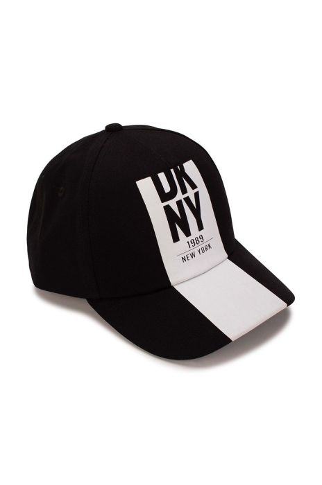 Дитяча бавовняна шапка Dkny колір чорний з принтом