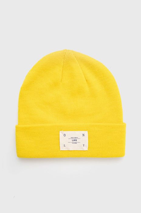 Шапка Only колір жовтий з тонкого трикотажу