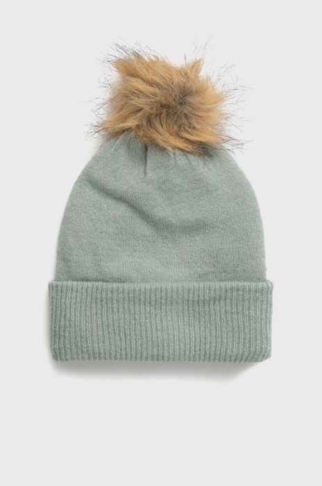Шапка з домішкою вовни Only колір бірюзовий з товстого трикотажу