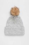 Шапка з домішкою вовни Only колір сірий з товстого трикотажу